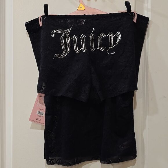 Juicy Couture Rhinestone Logo Lace Cami & Short Set- Black - Picture 4 of 4